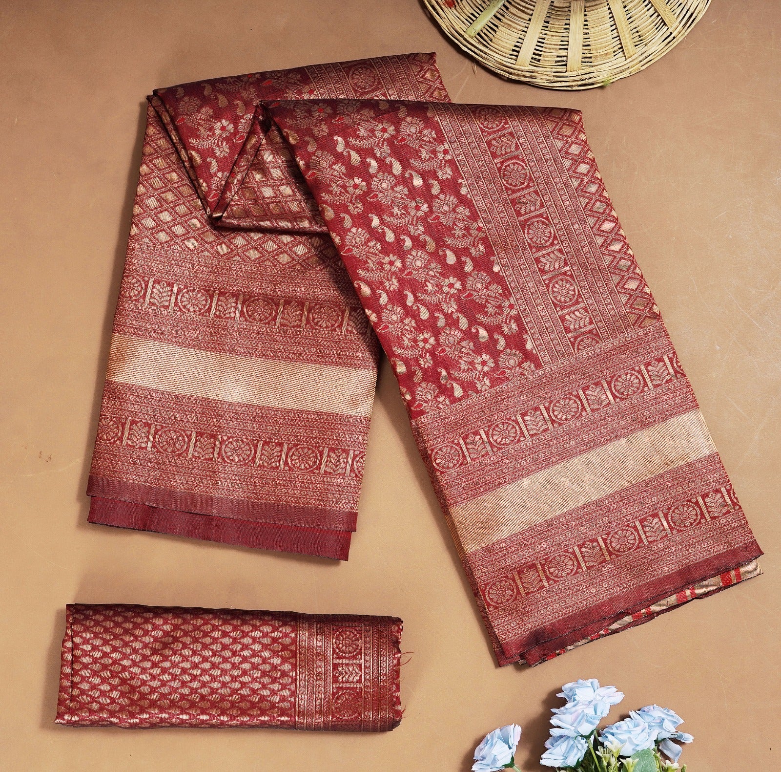 Banarasi Soft Silk Saree with Copper Zari – Sustainable Elegance in Every Drape
