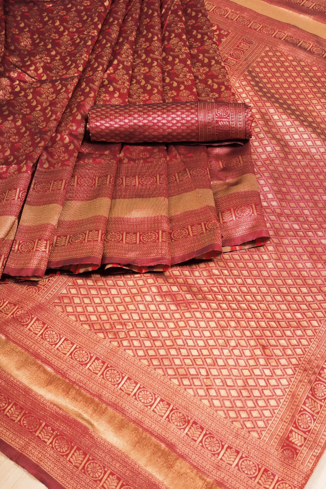 Banarasi Soft Silk Saree with Copper Zari – Sustainable Elegance in Every Drape