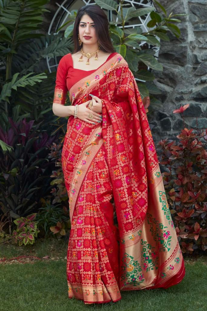 Punch Pink Handcrafted Kanjivaram Saree with All-Over Zari Weaving