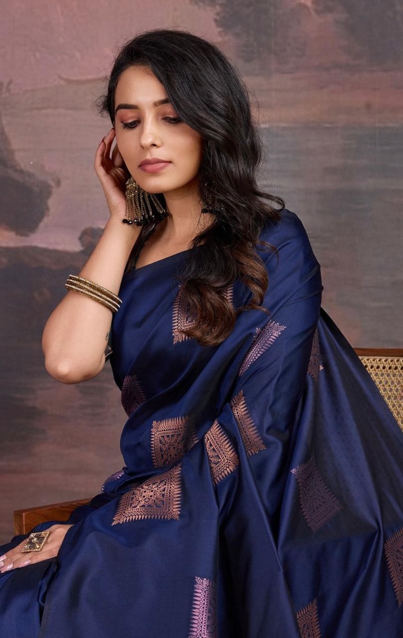 Banarasi Soft Silk Saree with Elegant Copper & Pink Zari Weaving
