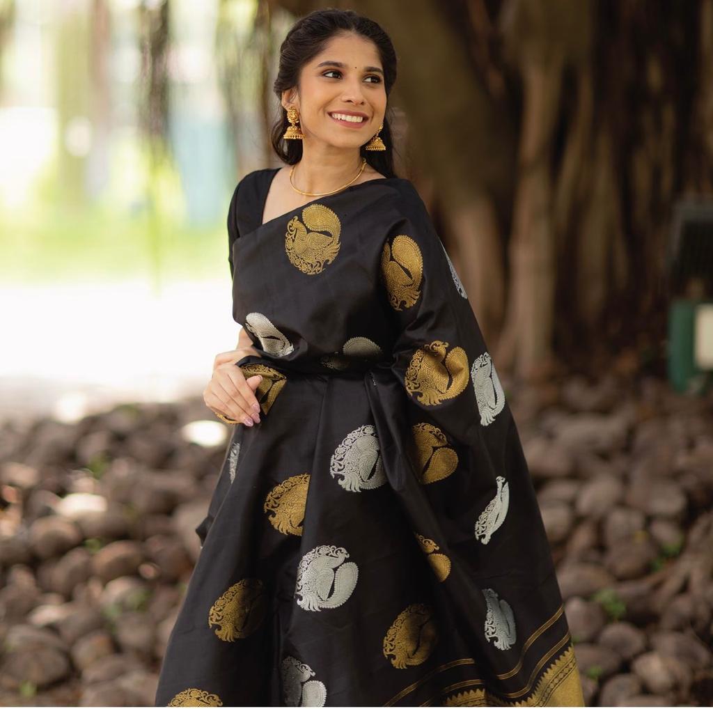 Banarasi Soft Silk Saree in Elegant Minimal Design