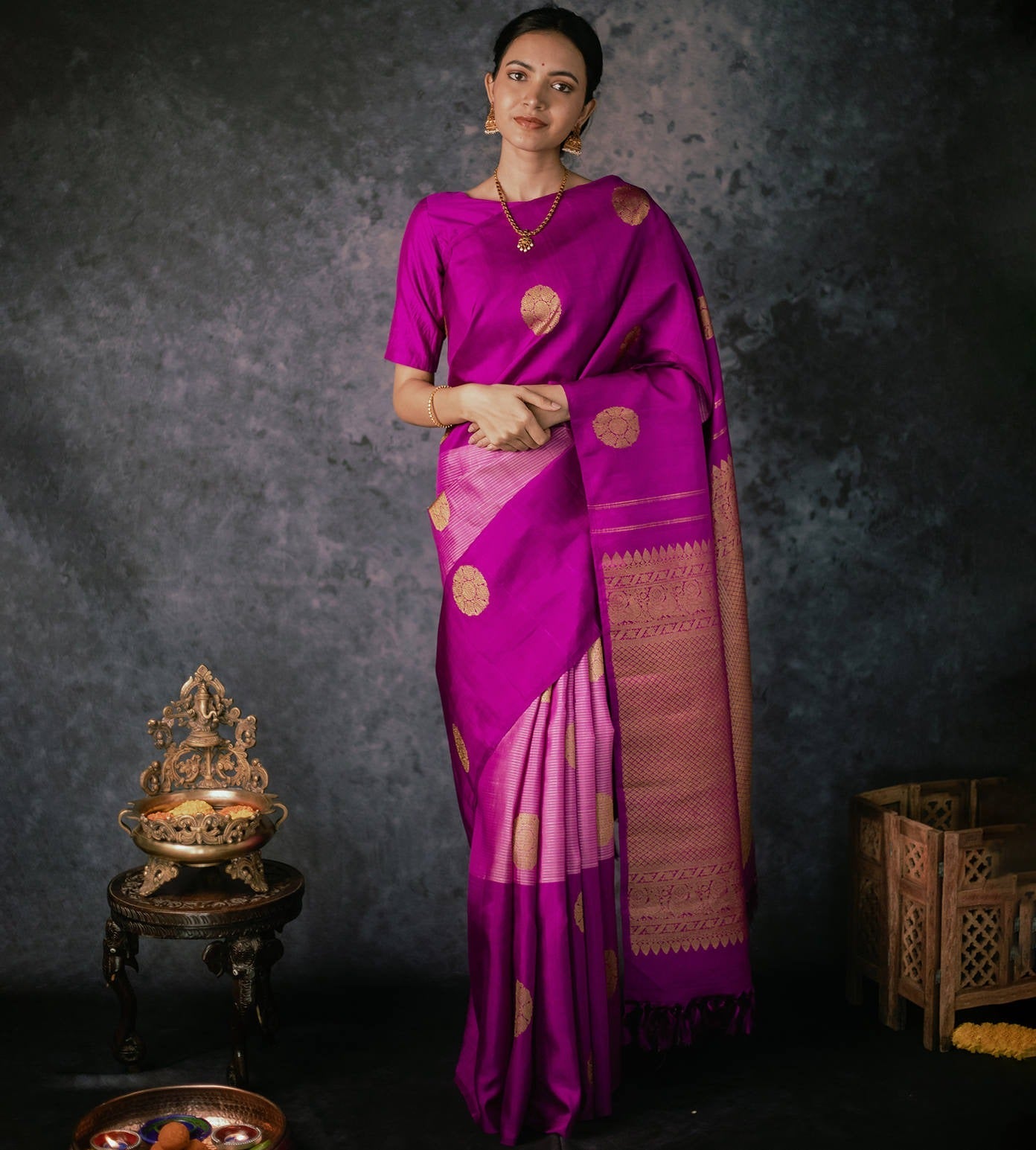 Banarasi Soft Silk Saree with Gold Zari Brocade – Premium Quality