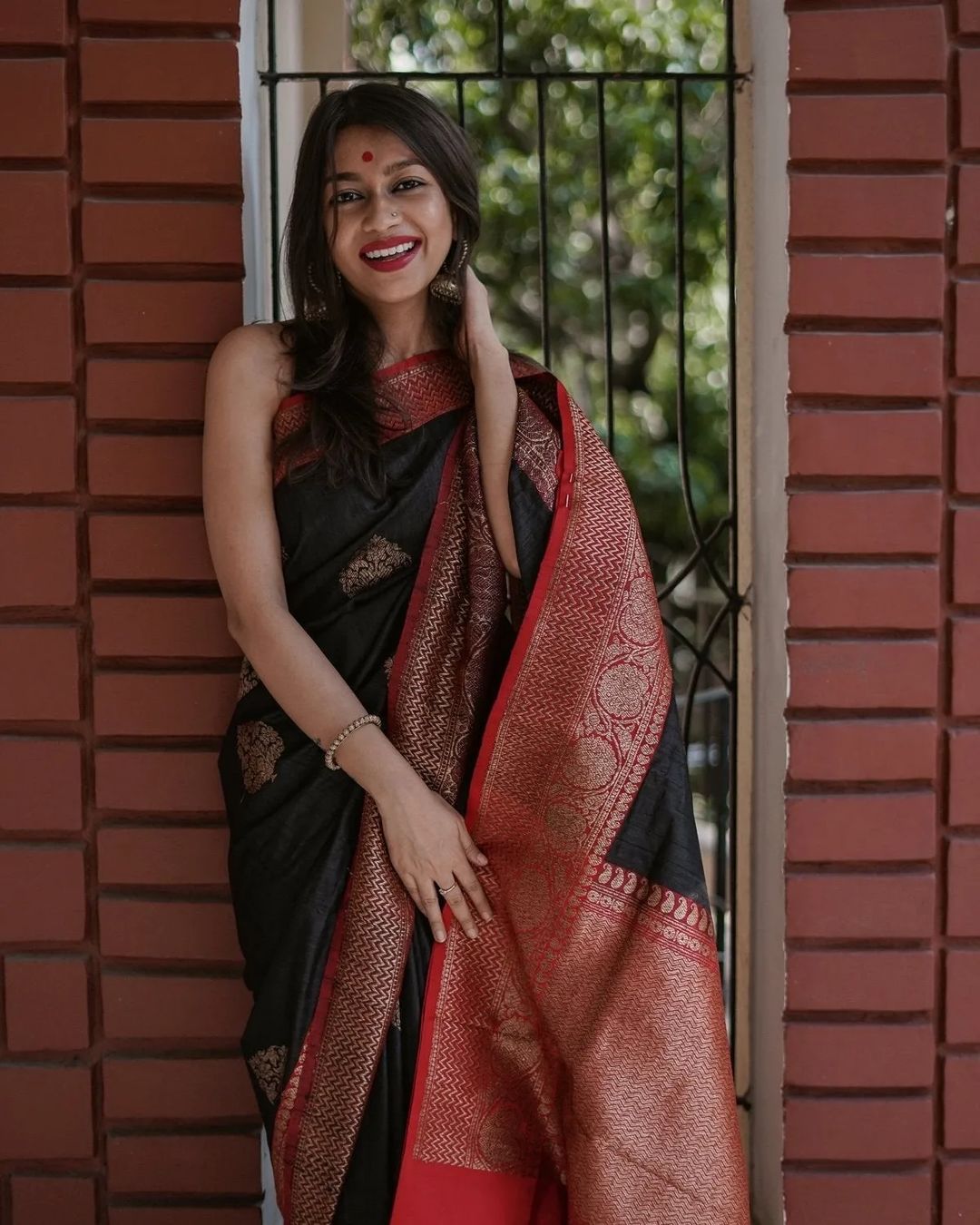 Elegant Banarasi Soft Silk Saree with Copper Zari Weaving