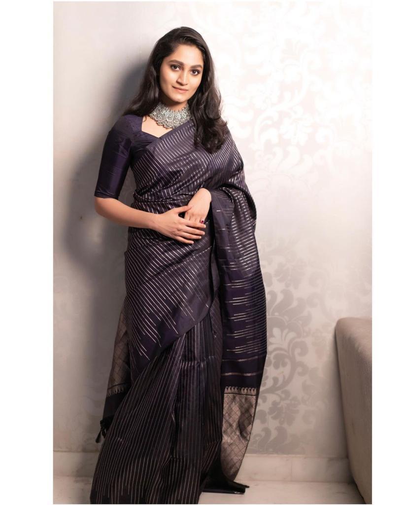Punch Handcrafted Banarasi Soft Silk Kanjivaram Saree with All-Over Zari Work